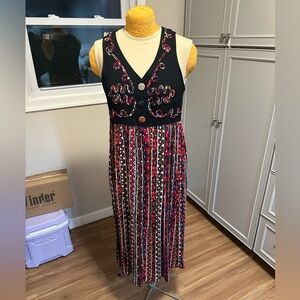 Vintage Teacher Core Jamie Brooke Pattern Maxi Dress Size 10
